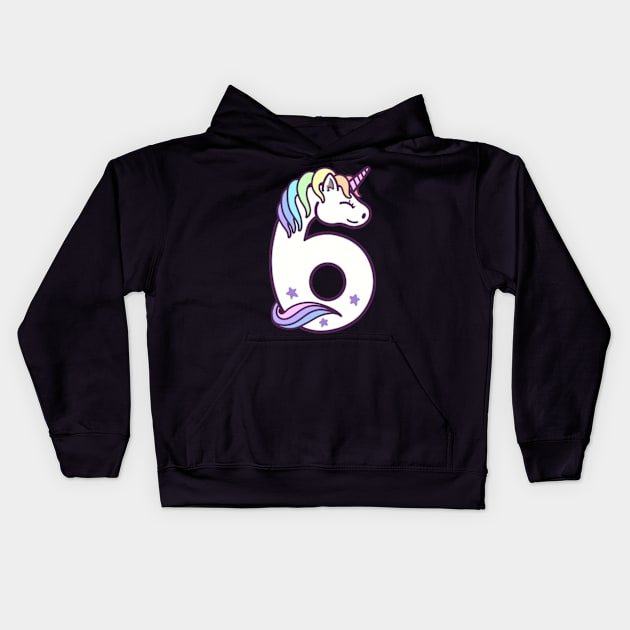 6th Birthday Girl Unicorn 6 Years Old Birthday Gift Kids Hoodie by Davidsmith